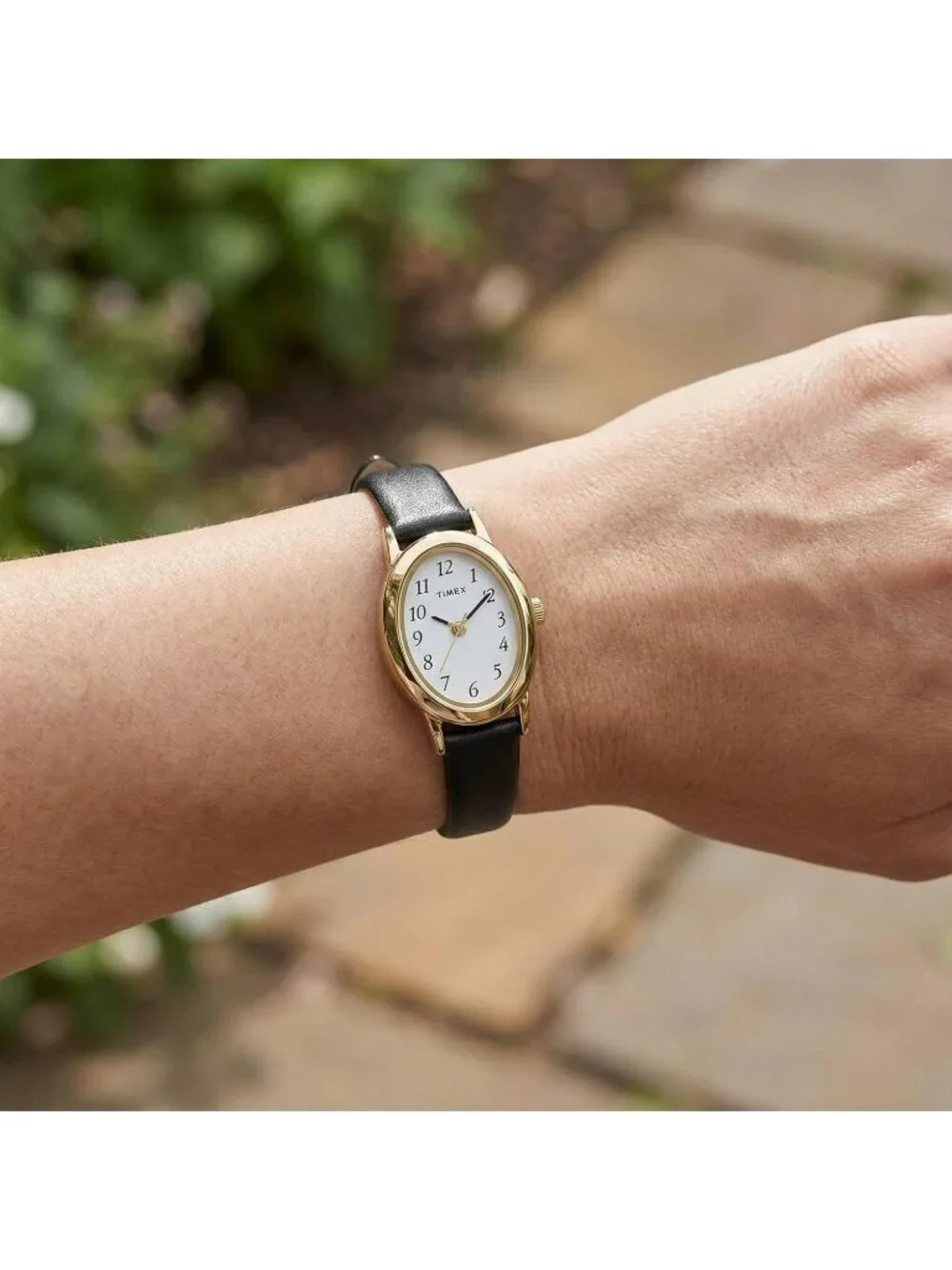 Women's Black Gold Analog Quartz Cavatina Pearl Dial Oval Classic Wrist Watch